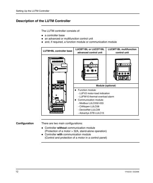 TeSys U LUTM Controller User Manual 03/2008 - Schneider Electric