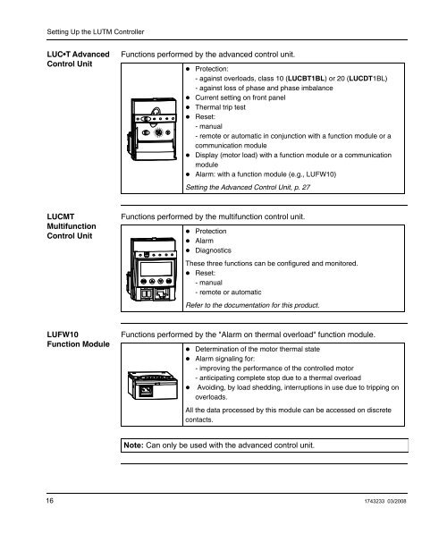 TeSys U LUTM Controller User Manual 03/2008 - Schneider Electric