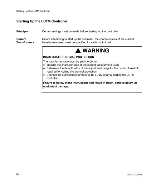 TeSys U LUTM Controller User Manual 03/2008 - Schneider Electric