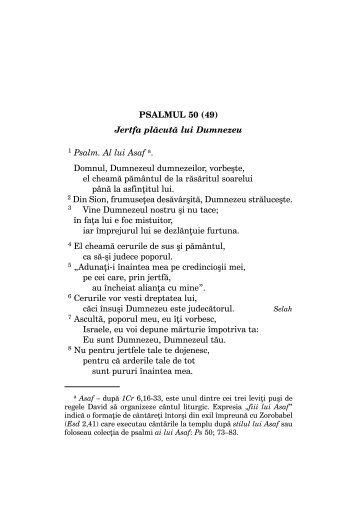 PSALMUL 50 (49) Jertfa plÄcutÄ lui Dumnezeu 1 Psalm. Al lui Asaf a ...