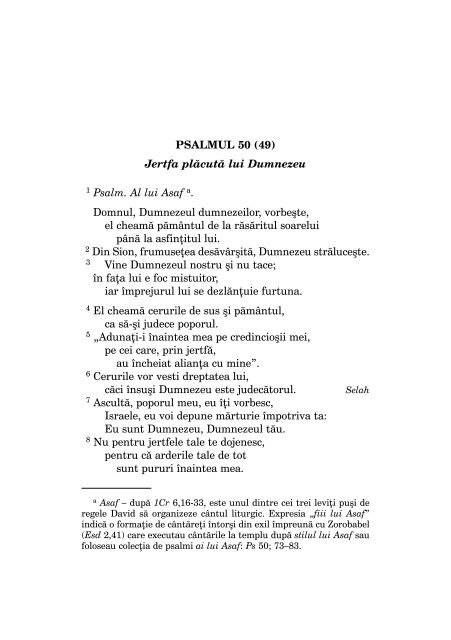 PSALMUL 50 (49) Jertfa plÄƒcutÄƒ lui Dumnezeu 1 Psalm. Al lui Asaf a ...