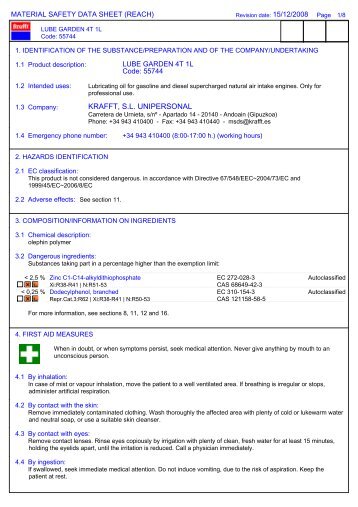 Safety Data Sheet - Krafft