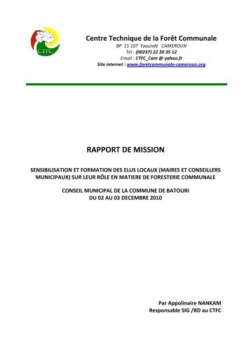 Rapport atelier de sensibilisation et de formation des conseillers ...