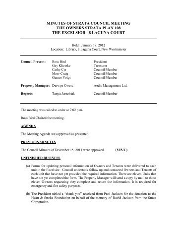 strata meeting minutes template