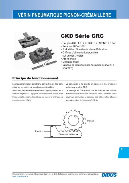 vÃ©rin pneumatique pignon-crÃ©maillÃ¨re - BIBUS France