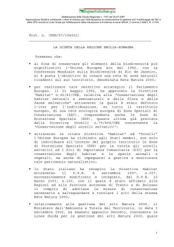 Deliberazione di Giunta Regionale n. 1191 del 24 luglio 2007