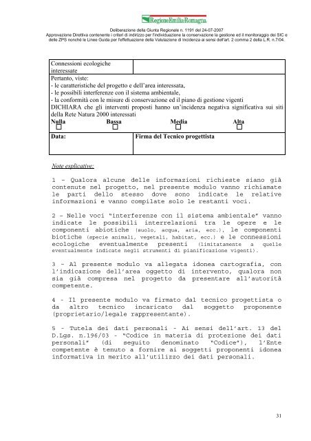 Deliberazione di Giunta Regionale n. 1191 del 24 luglio 2007