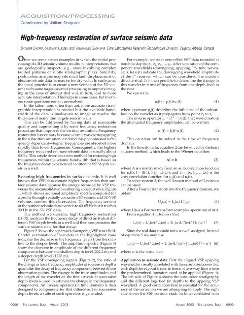 High-frequency restoration of surface seismic data - Arcis