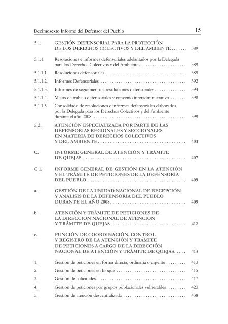 Decimosexto Informe al Congreso - DefensorÃ­a del Pueblo