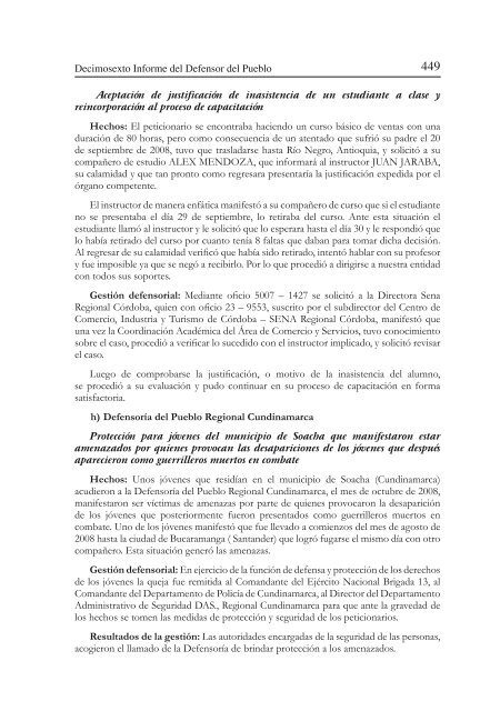 Decimosexto Informe al Congreso - DefensorÃ­a del Pueblo
