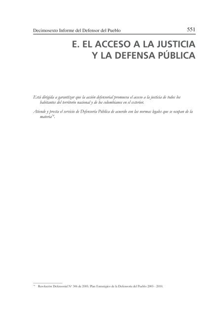 Decimosexto Informe al Congreso - DefensorÃ­a del Pueblo