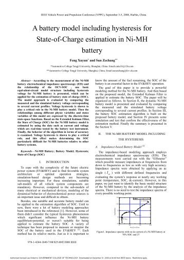 A battery model including hysteresis for State-of-Charge estimation ...