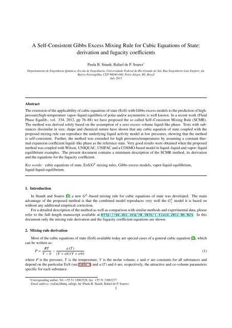 derivation and fugacity coefficients - Ufrgs