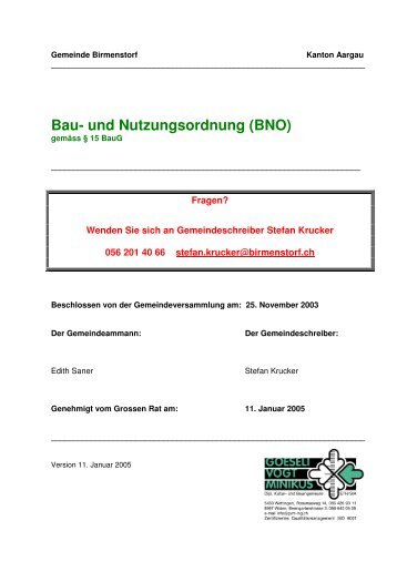 Bau- und Nutzungsordnung (BNO) - Gemeinde Birmenstorf