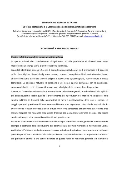 Filiere zootecniche e valorizzazione delle biodiversitÃ  ... - Anisn