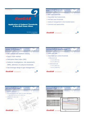 GeoGas Application of Outburst Thresholds to Non-Bull