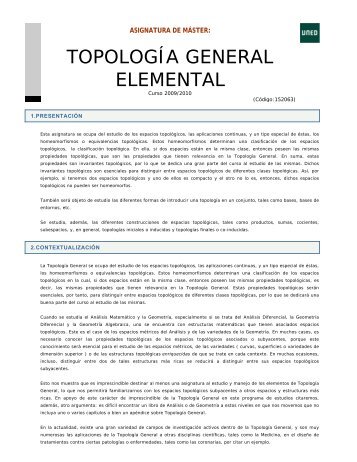 TOPOLOGÃA GENERAL ELEMENTAL - UNED