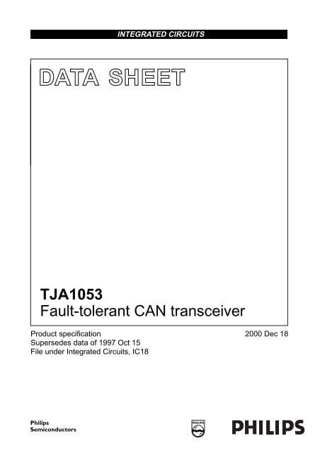 TJA1053 Fault-tolerant CAN transceiver
