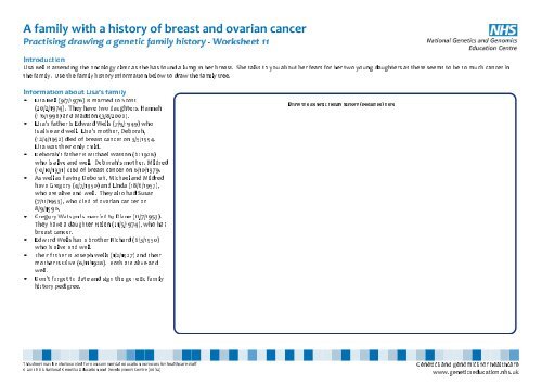 Practising drawing a genetic family history: Breast and ovarian cancer