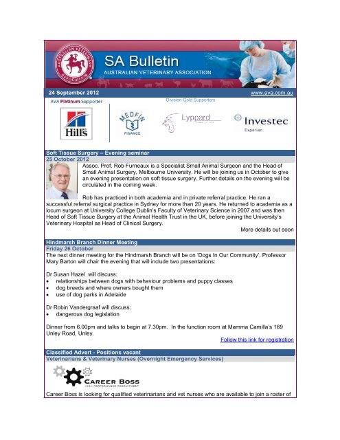 Evening seminar 25 October 2012 Assoc. Prof. Rob Furneaux is a ...