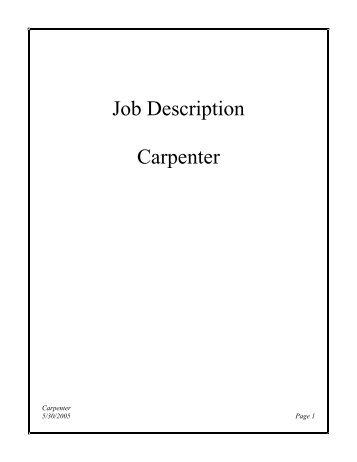 Job Description Carpenter