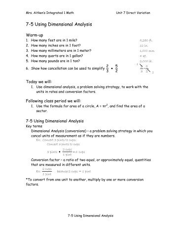 7-5 Using Dimensional Analysis notes