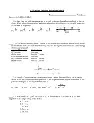 AP Physics Practice Rotation Quiz II