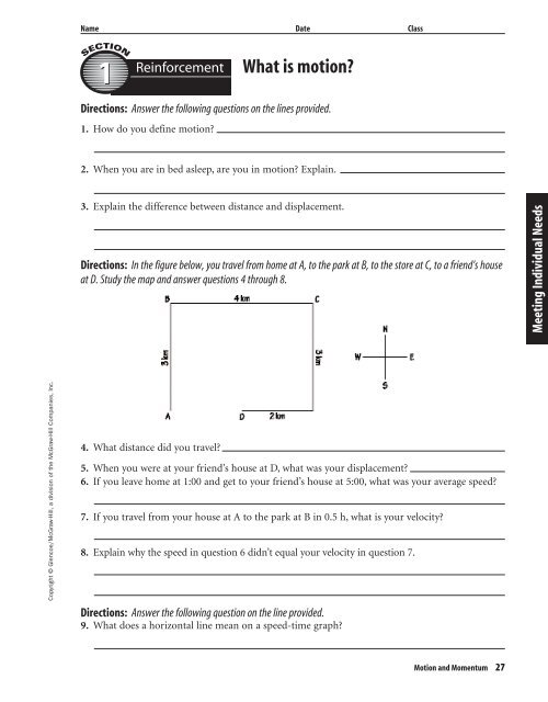 Chapter 10 Resource: Motion and Momentum