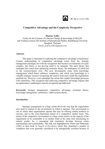 Competitive Advantage and the Complexity ... - ResearchGate