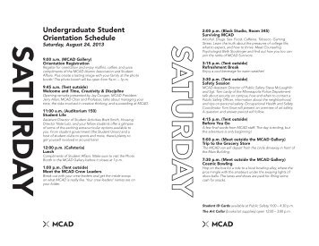Undergraduate Student Orientation Schedule - Minneapolis College ...