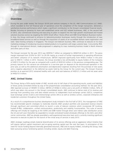 Annual Report 2012 - e-KONG Group Limited