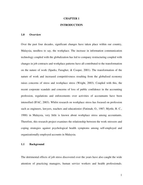 1 CHAPTER 1 INTRODUCTION 1.0 Overview Over ... - DSpace@UM