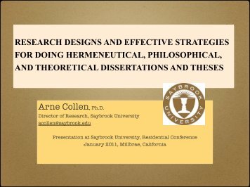 Research Designs and Effective Strategies for Doing ... - Arne Collen