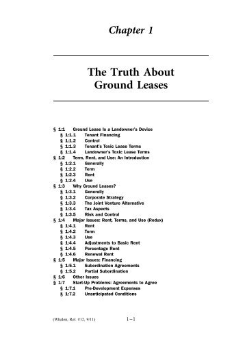 Chapter 1 The Truth About Ground Leases - Practising Law Institute