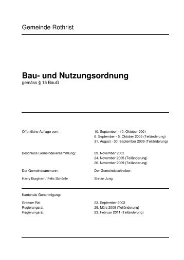 Bau- und Nutzungsordnung - Gemeinde Rothrist