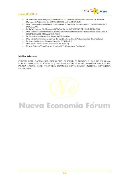 Curso 2010/2011 - Nueva EconomÃ­a FÃ³rum