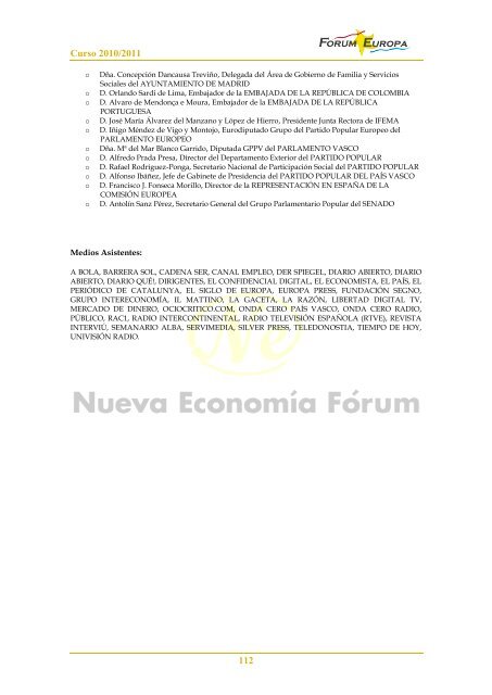 Curso 2010/2011 - Nueva EconomÃ­a FÃ³rum