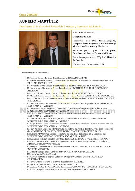 Curso 2010/2011 - Nueva EconomÃ­a FÃ³rum