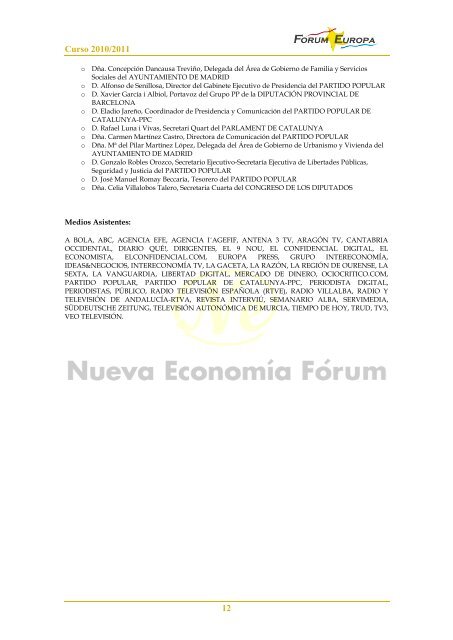 Curso 2010/2011 - Nueva EconomÃ­a FÃ³rum