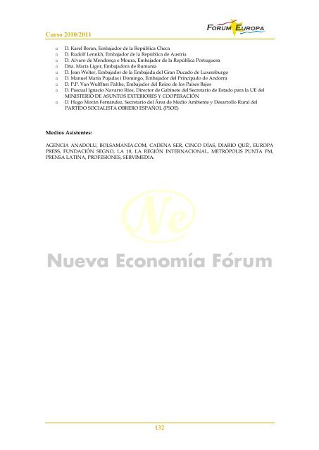 Curso 2010/2011 - Nueva EconomÃ­a FÃ³rum