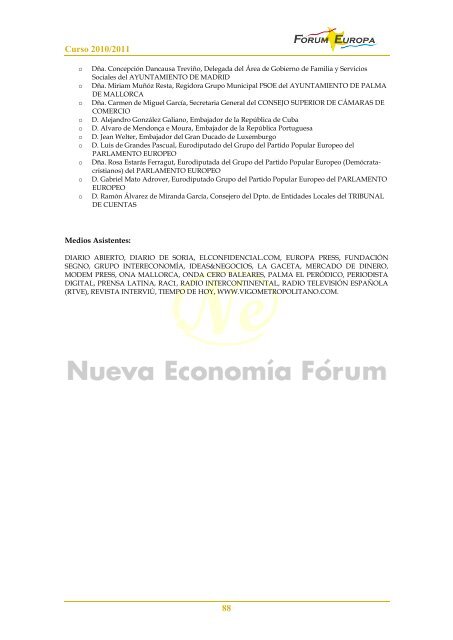 Curso 2010/2011 - Nueva EconomÃ­a FÃ³rum