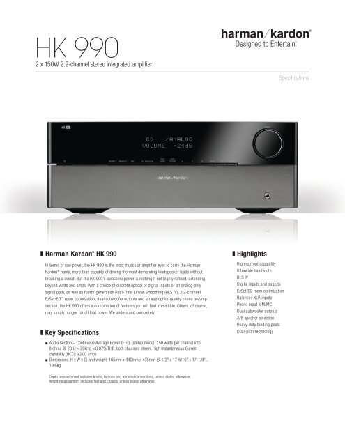 Specification Sheet - HK 990 (English EU) - Harman Kardon