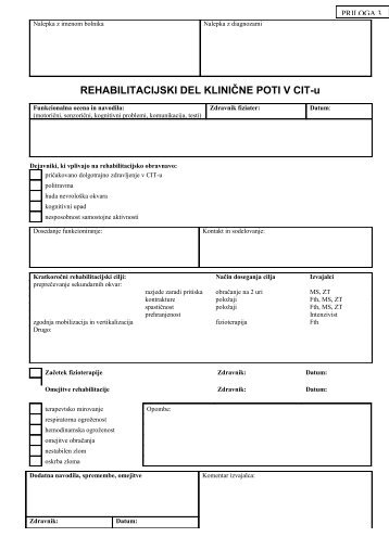 Rehabilitacijski del klinične poti v CIT- u