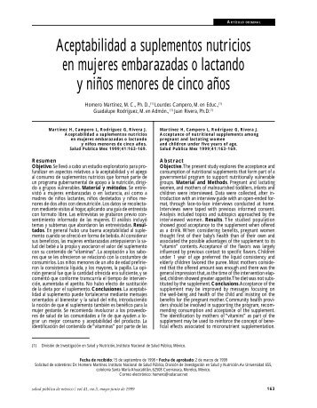 Aceptabilidad a suplementos nutricios en mujeres ... - SciELO