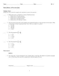 Rates,Ratios, & Percents Quiz