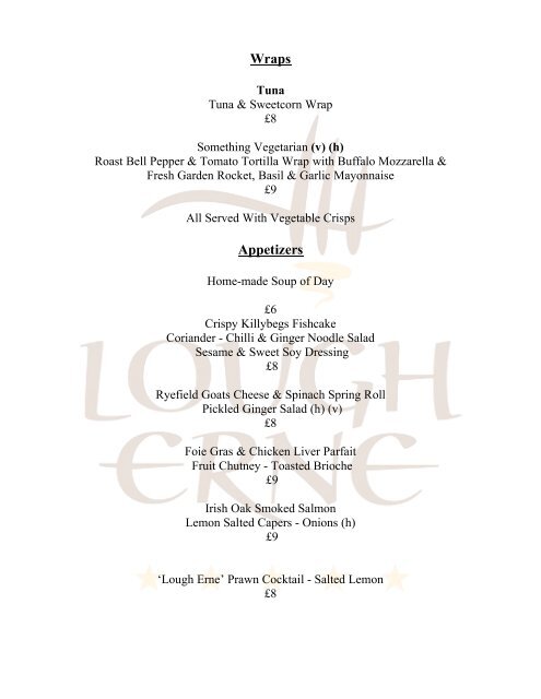 Download the In Room Private Dining Menu - Lough Erne Resort