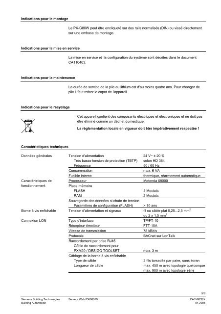 9232 Serveur Web PXG80-W - Siemens Schweiz AG