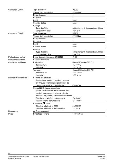 9232 Serveur Web PXG80-W - Siemens Schweiz AG