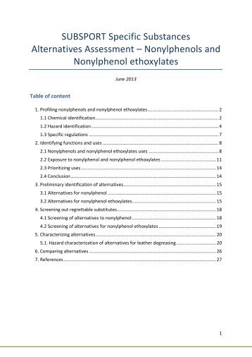 Nonylphenols and Nonylphenol ethoxylates - Subsport