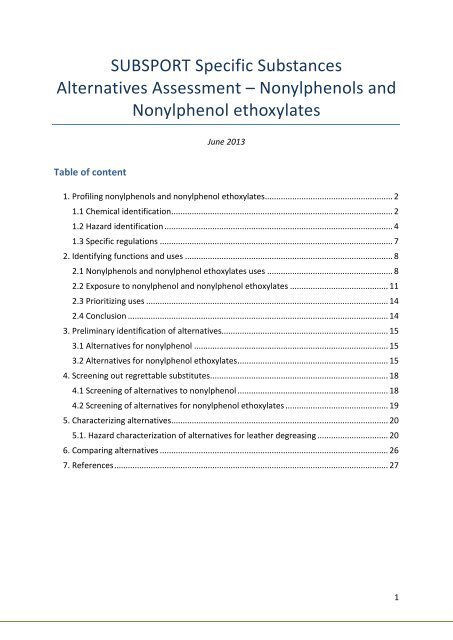 Nonylphenols and Nonylphenol ethoxylates - Subsport